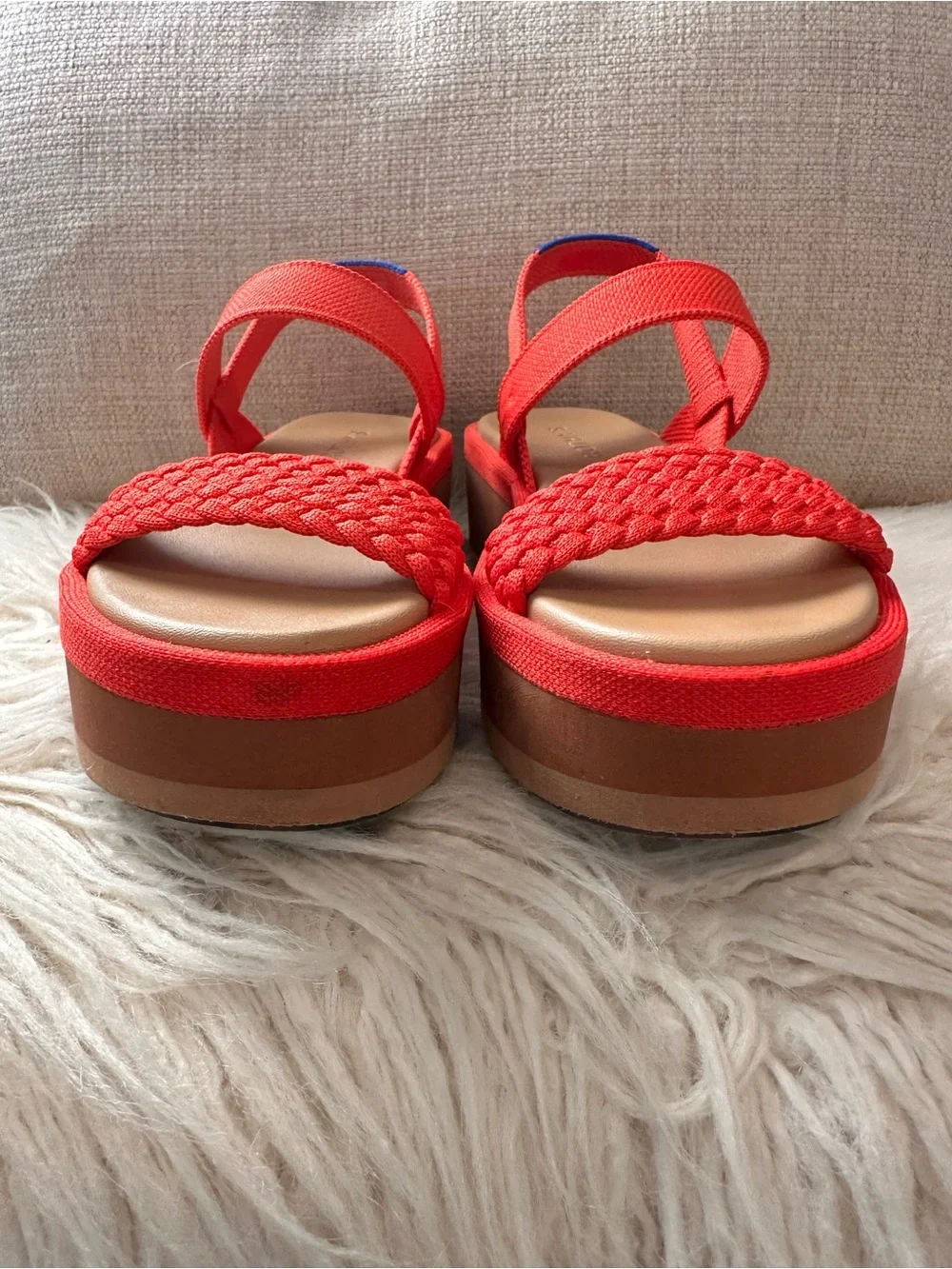 Rothy's The Lightweight Wedge Platform Sandal in Red Hot ♥️ Women’s size 6.5 - Picture 7 of 12